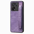 For Xiaomi 13T / 13T Pro Retro Wristband Holder Leather Back Phone Case(Purple) - 1