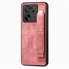 For Xiaomi 13T / 13T Pro Retro Wristband Holder Leather Back Phone Case(Pink) - 1