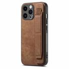 For iPhone 15 Pro Retro Wristband Holder Leather Back Phone Case(Brown) - 1