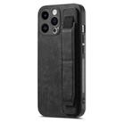 For iPhone 15 Retro Wristband Holder Leather Back Phone Case(Black) - 1