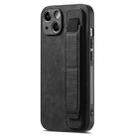 For iPhone 14 Plus Retro Wristband Holder Leather Back Phone Case(Black) - 1