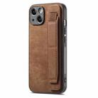 For iPhone 14 Plus Retro Wristband Holder Leather Back Phone Case(Brown) - 1