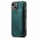 For iPhone 14 Plus Retro Wristband Holder Leather Back Phone Case(Green) - 1
