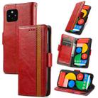 For Google Pixel 5 XL CaseNeo Splicing Dual Magnetic Buckle Leather Phone Case(Red) - 1