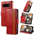 For Google Pixel 6a CaseNeo Splicing Dual Magnetic Buckle Leather Phone Case(Red) - 1