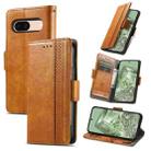 For Google Pixel 8a CaseNeo Splicing Dual Magnetic Buckle Leather Phone Case(Khaki) - 1