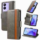 For vivo Y17s 4G CaseNeo Splicing Dual Magnetic Buckle Leather Phone Case(Gray) - 1