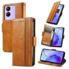 For vivo Y17s 4G CaseNeo Splicing Dual Magnetic Buckle Leather Phone Case(Khaki) - 1