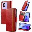 For vivo Y17s 4G CaseNeo Splicing Dual Magnetic Buckle Leather Phone Case(Red) - 1