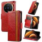 For vivo X100 CaseNeo Splicing Dual Magnetic Buckle Leather Phone Case(Red) - 1