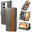 For vivo Y100 CaseNeo Splicing Dual Magnetic Buckle Leather Phone Case(Gray) - 1