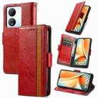 For vivo Y100 CaseNeo Splicing Dual Magnetic Buckle Leather Phone Case(Red) - 1