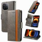 For vivo iQOO 12 5G CaseNeo Splicing Dual Magnetic Buckle Leather Phone Case(Gray) - 1