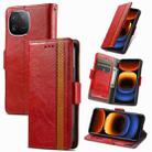 For vivo iQOO 12 5G CaseNeo Splicing Dual Magnetic Buckle Leather Phone Case(Red) - 1