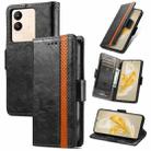 For vivo Y200 / V29E CaseNeo Splicing Dual Magnetic Buckle Leather Phone Case(Black) - 1