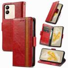 For vivo Y200 / V29E CaseNeo Splicing Dual Magnetic Buckle Leather Phone Case(Red) - 1