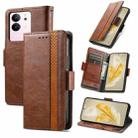 For vivo V29 5G CaseNeo Splicing Dual Magnetic Buckle Leather Phone Case(Brown) - 1