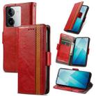 For vivo iQOO Z8X CaseNeo Splicing Dual Magnetic Buckle Leather Phone Case(Red) - 1