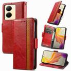 For vivo Y78+ CaseNeo Splicing Dual Magnetic Buckle Leather Phone Case(Red) - 1