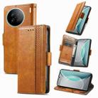 For vivo X90s CaseNeo Splicing Dual Magnetic Buckle Leather Phone Case(Khaki) - 1