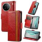 For vivo X90s CaseNeo Splicing Dual Magnetic Buckle Leather Phone Case(Red) - 1