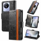 For vivo Y02 4G CaseNeo Splicing Dual Magnetic Buckle Leather Phone Case(Black) - 1