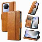 For vivo Y02 4G CaseNeo Splicing Dual Magnetic Buckle Leather Phone Case(Khaki) - 1