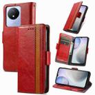 For vivo Y02 4G CaseNeo Splicing Dual Magnetic Buckle Leather Phone Case(Red) - 1