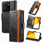 For vivo Y35 5G CaseNeo Splicing Dual Magnetic Buckle Leather Phone Case(Black) - 1