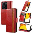 For vivo Y35 5G CaseNeo Splicing Dual Magnetic Buckle Leather Phone Case(Red) - 1