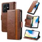 For vivo Y22 CaseNeo Splicing Dual Magnetic Buckle Leather Phone Case(Brown) - 1