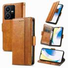 For vivo Y22 CaseNeo Splicing Dual Magnetic Buckle Leather Phone Case(Khaki) - 1