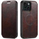 For iPhone 15 Suteni J05 Leather Magnetic MagSafe Phone Case(Brown) - 1