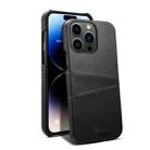 For iPhone 15 Pro Suteni Calf Texture Back Cover Phone Case with Card Slots(Black) - 1