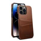 For iPhone 15 Pro Suteni Calf Texture Back Cover Phone Case with Card Slots(Brown) - 1