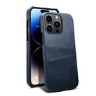 For iPhone 15 Pro Suteni Calf Texture Back Cover Phone Case with Card Slots(Blue) - 1