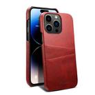 For iPhone 15 Pro Max Suteni Calf Texture Back Cover Phone Case with Card Slots(Red) - 1