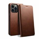 For iPhone 15 Pro Max Suteni Calf Texture Horizontal Flip Leather Phone Case(Brown) - 1