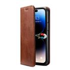 For iPhone 15 Pro Suteni Calf Texture Horizontal Flip Leather Phone Case(Brown) - 2