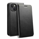 For iPhone 15 Plus Suteni Calf Texture Horizontal Flip Leather Phone Case(Black) - 1