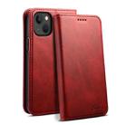 For iPhone 15 Plus Suteni Calf Texture Horizontal Flip Leather Phone Case(Red) - 1