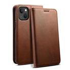 For iPhone 15 Suteni Calf Texture Horizontal Flip Leather Phone Case(Brown) - 1