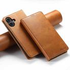 For iPhone 16 Suteni Calf Texture Horizontal Flip Leather Phone Case(Khaki) - 1