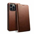 For iPhone 16 Pro Suteni Calf Texture Horizontal Flip Leather Phone Case(Brown) - 1