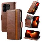 For Tecno Pova 5 Pro CaseNeo Splicing Dual Magnetic Buckle Leather Phone Case(Brown) - 1