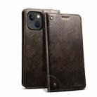 For iPhone 15 Suteni Baroque Calf Texture Buckle Wallet Leather Phone Case(Black) - 1