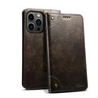 For iPhone 15 Pro Suteni Baroque Calf Texture Buckle Wallet Leather Phone Case(Black) - 1