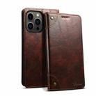 For iPhone 15 Pro Suteni Baroque Calf Texture Buckle Wallet Leather Phone Case(Brown) - 1
