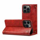 For iPhone 15 Pro Suteni Baroque Calf Texture Buckle Wallet Leather Phone Case(Red) - 3