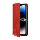 For iPhone 15 Pro Max Suteni Baroque Calf Texture Buckle Wallet Leather Phone Case(Red) - 2